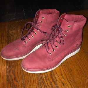 Red hightop Timberlands